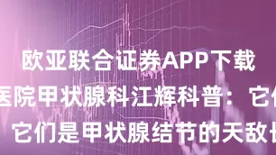 欧亚联合证券APP下载 南昌第五医院甲状腺科江辉科普：它们是甲状腺结节的天敌长期吃下去
